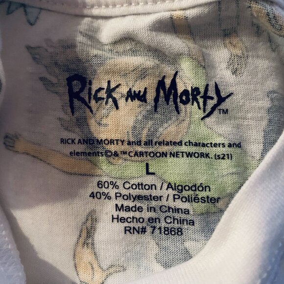 Rick and Morty Short Sleeve Crewneck Tee Shirt White Large Men's Cartoon Network - Picture 3 of 3